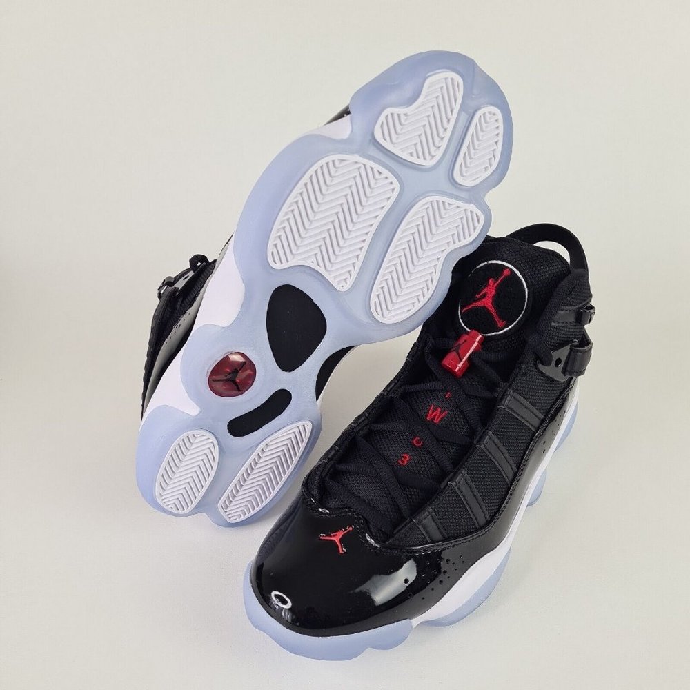 Nike Air Jordan 6 Rings Black Red White Bulls Mens Basketball Shoes - Picture 11 of 12